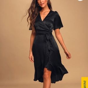 Black faux wrap dress